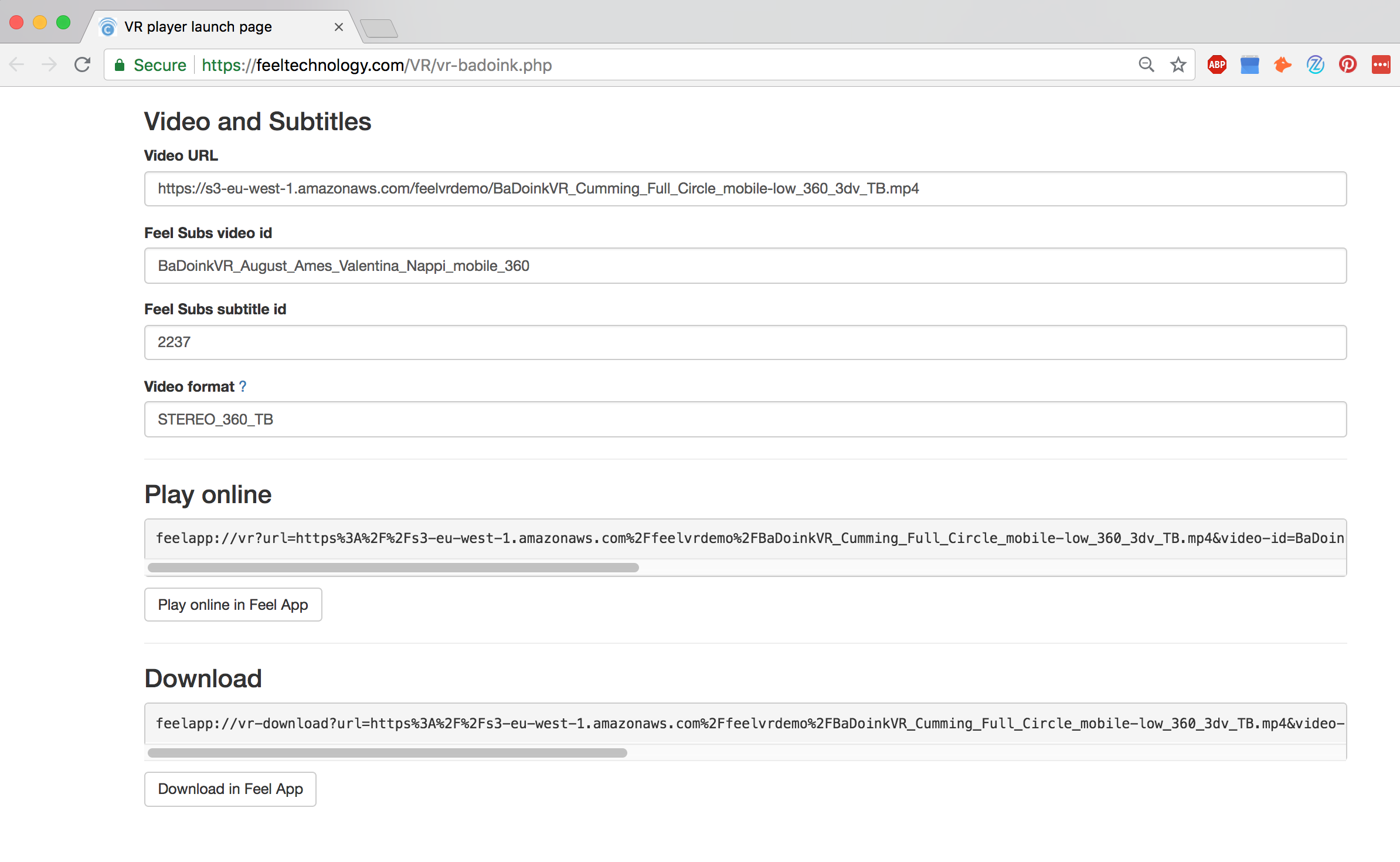 video and subtitles page